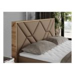 Łóżko kontynentalne GUNAR 160x200 - H4 - brązowy, ekoskóra