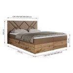 Łóżko kontynentalne GUNAR 200x200 - H4 - brązowy, ekoskóra