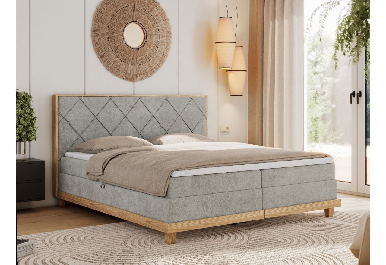 Łóżko kontynentalne CAICOS 140x200 - H3 - jasnoszary, struktura