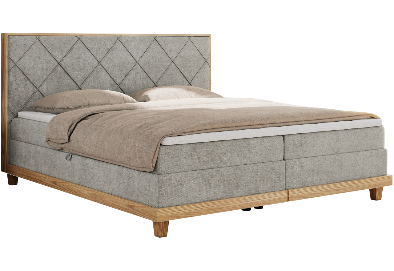 Łóżko kontynentalne CAICOS 140x200 - H3 - jasnoszary, struktura