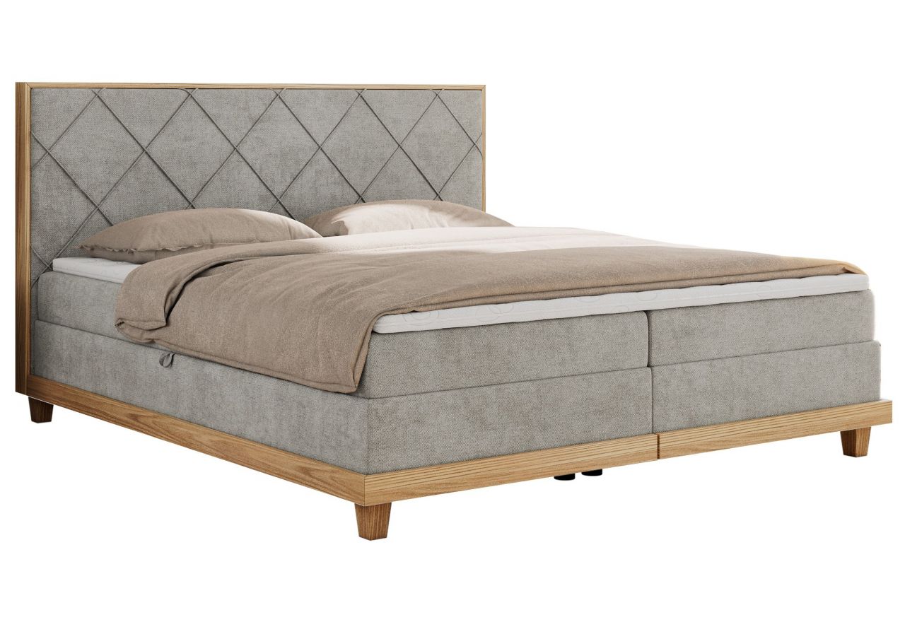 Łóżko kontynentalne CAICOS 140x200 - H3 - jasnoszary, struktura