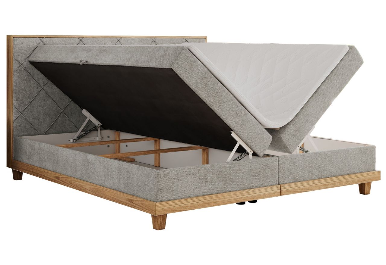 Łóżko kontynentalne CAICOS 140x200 - H3 - jasnoszary, struktura