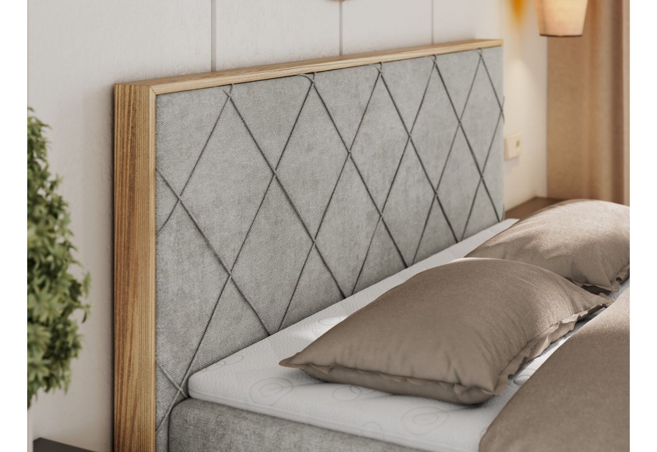 Łóżko kontynentalne CAICOS 140x200 - H4 - jasnoszary, struktura