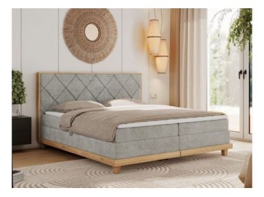 Łóżko kontynentalne CAICOS 160x200 - H4 - jasnoszary, struktura