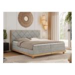 Łóżko kontynentalne CAICOS 160x200 - H4 - jasnoszary, struktura