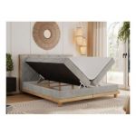 Łóżko kontynentalne CAICOS 180x200 - H4 - jasnoszary, struktura