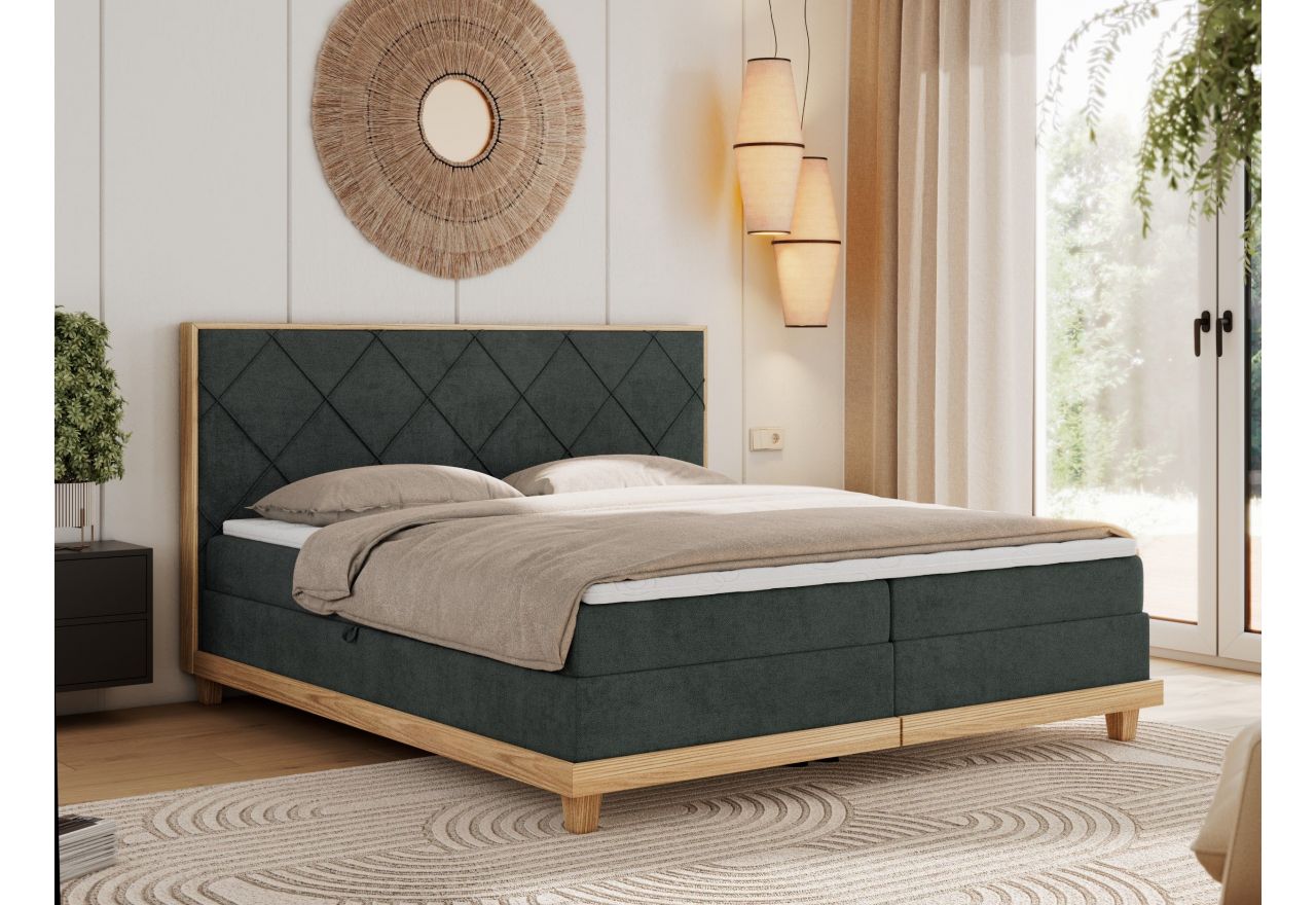 Łóżko kontynentalne CAICOS 140x200 - H3 - ciemnoszary, struktura