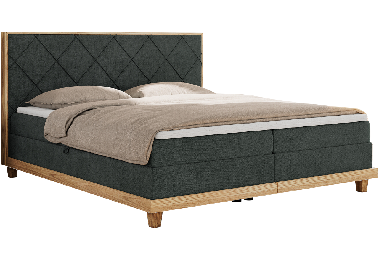 Łóżko kontynentalne CAICOS 140x200 - H3 - ciemnoszary, struktura