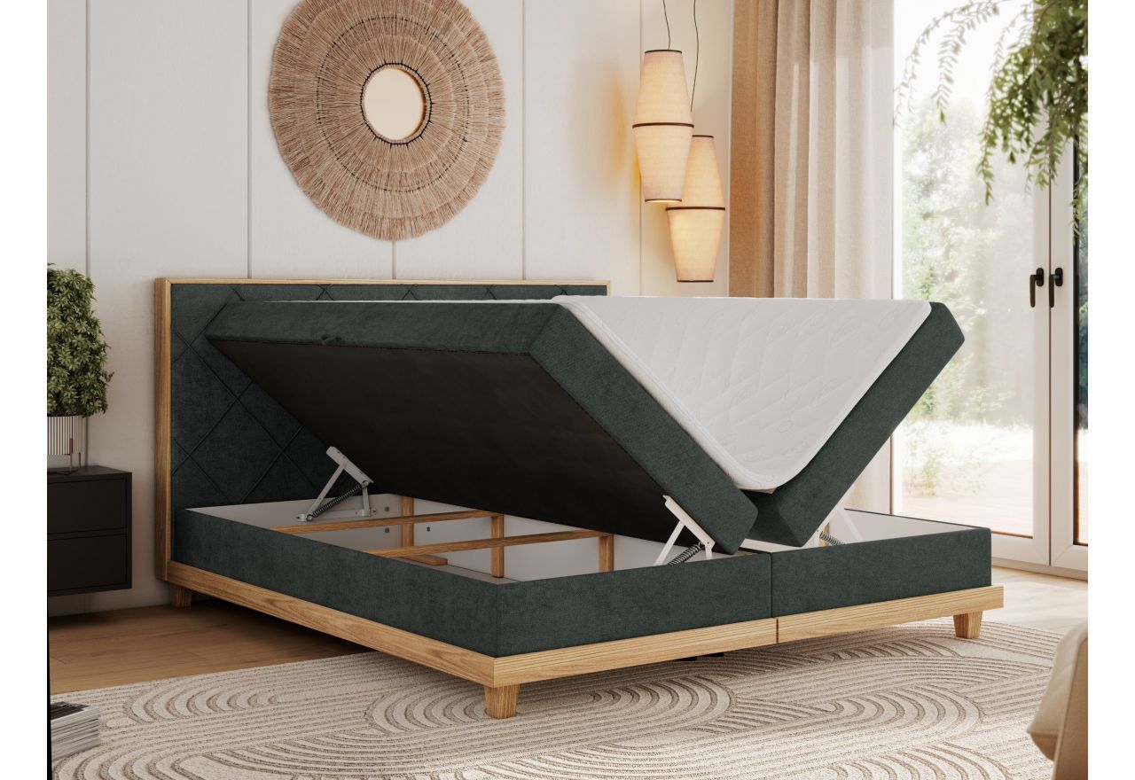 Łóżko kontynentalne CAICOS 140x200 - H4 - ciemnoszary, struktura