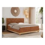 Łóżko kontynentalne CAICOS 160x200 - H3 - pomarańczowy, struktura