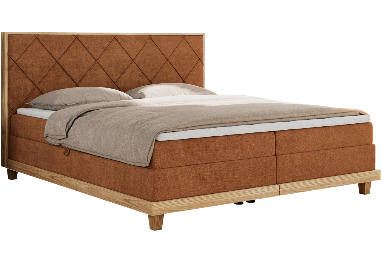 Łóżko kontynentalne CAICOS 160x200 - H3 - pomarańczowy, struktura