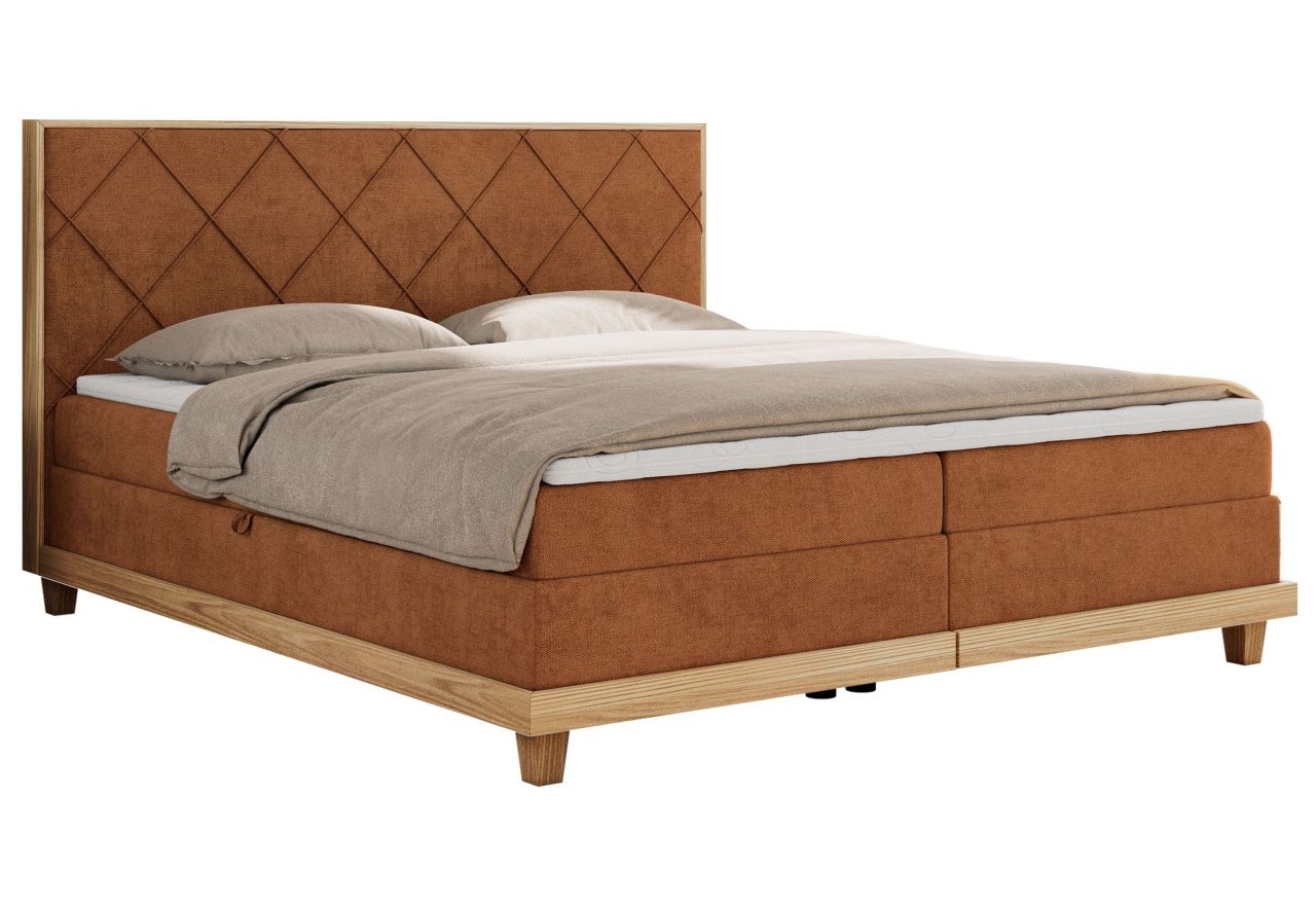 Łóżko kontynentalne CAICOS 140x200 - H4 - pomarańczowy, struktura