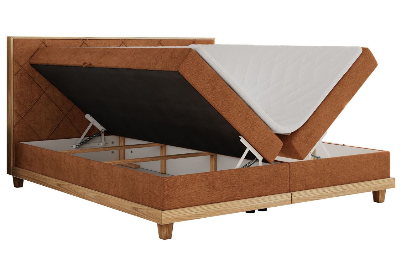 Łóżko kontynentalne CAICOS 140x200 - H4 - pomarańczowy, struktura