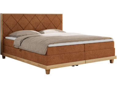 Łóżko kontynentalne CAICOS 160x200 - H4 - pomarańczowy, struktura