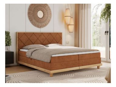 Łóżko kontynentalne CAICOS 180x200 - H4 - pomarańczowy, struktura