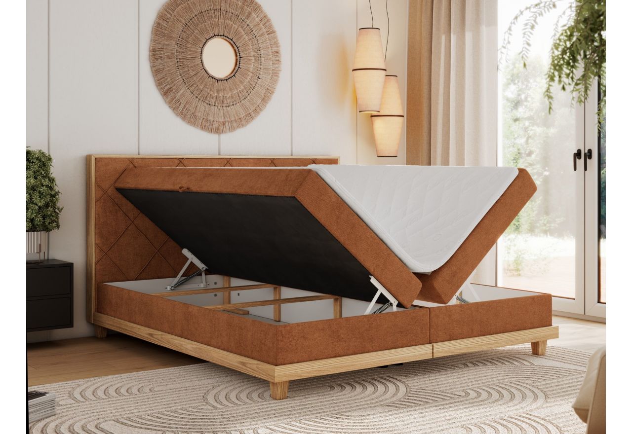 Łóżko kontynentalne CAICOS 180x200 - H4 - pomarańczowy, struktura