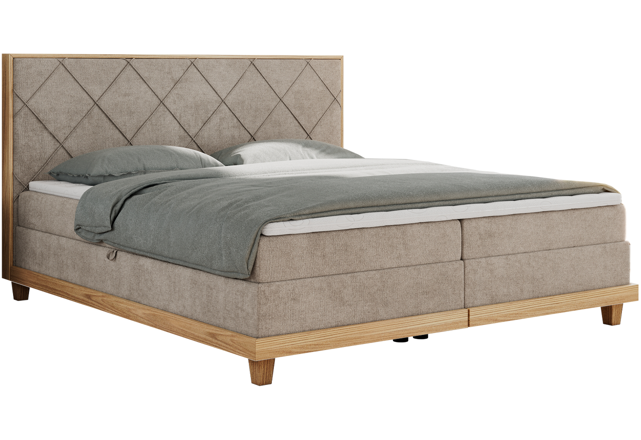 Łóżko kontynentalne CAICOS 140x200 - H3 - beżowy, struktura