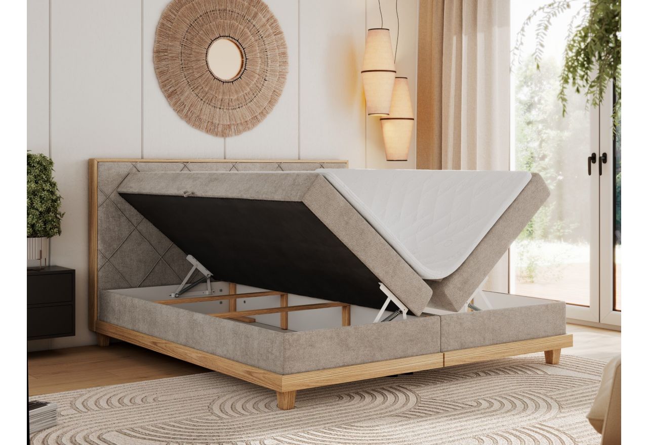 Łóżko kontynentalne CAICOS 140x200 - H3 - beżowy, struktura