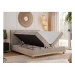 Łóżko kontynentalne CAICOS 140x200 - H3 - beżowy, struktura