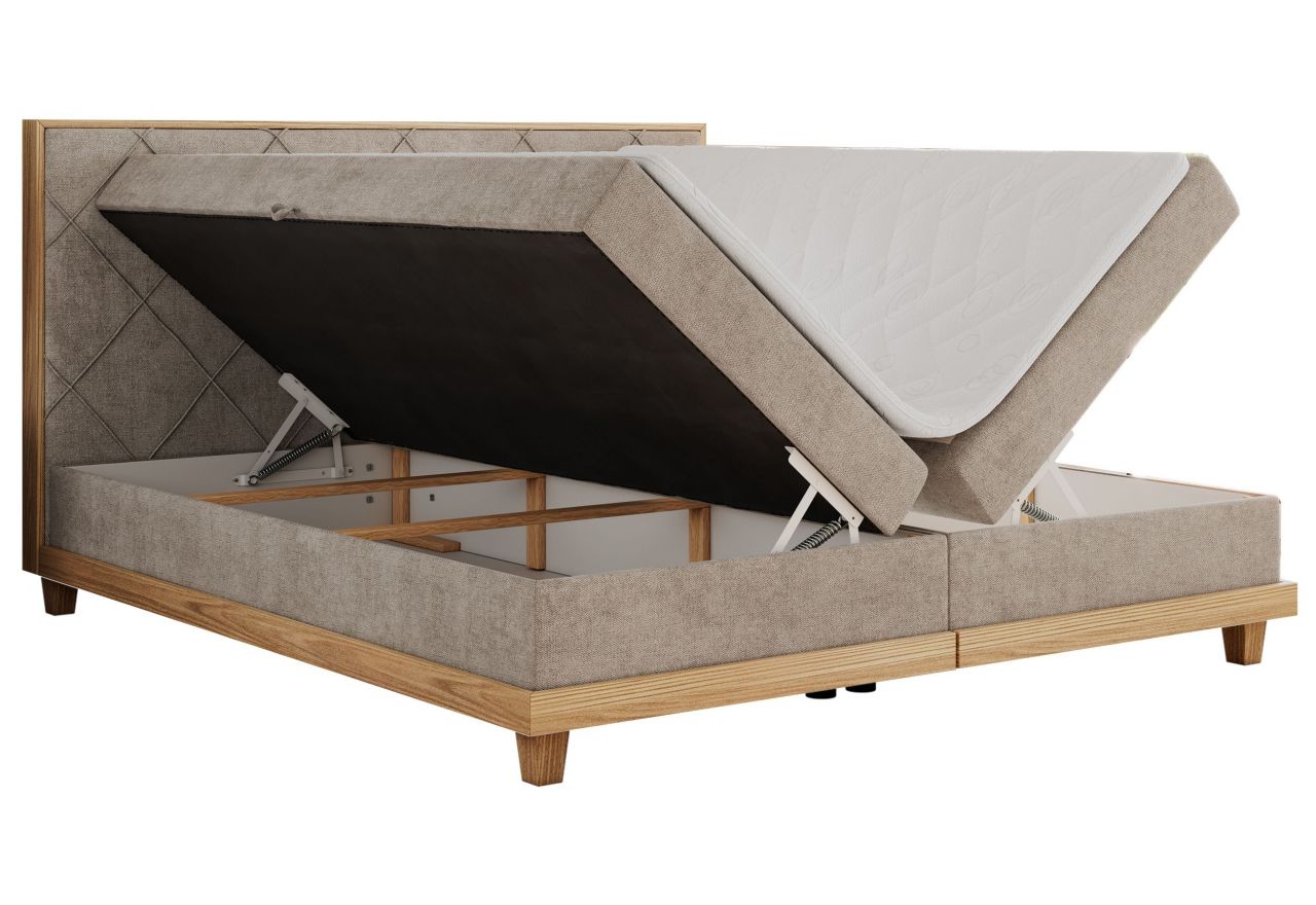 Łóżko kontynentalne CAICOS 140x200 - H4 - beżowy, struktura