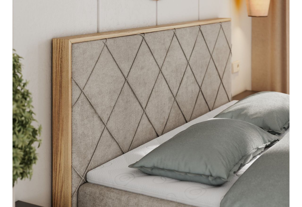 Łóżko kontynentalne CAICOS 180x200 - H4 - beżowy, struktura