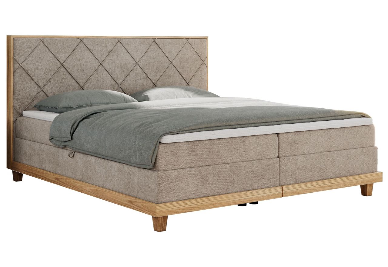 Łóżko kontynentalne CAICOS 180x200 - H4 - beżowy, struktura