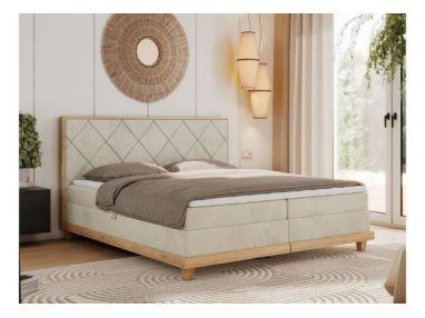 Łóżko kontynentalne CAICOS 140x200 - H3 - beżowy, welwet