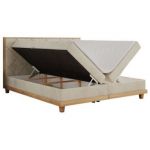 Łóżko kontynentalne CAICOS 140x200 - H3 - beżowy, welwet