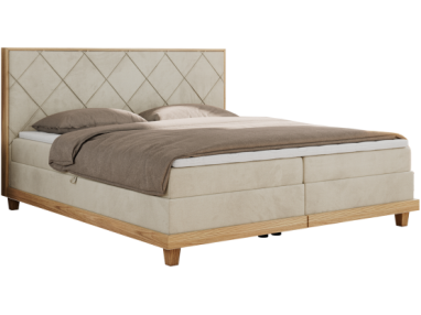 Łóżko kontynentalne CAICOS 180x200 - H3 - beżowy, welwet