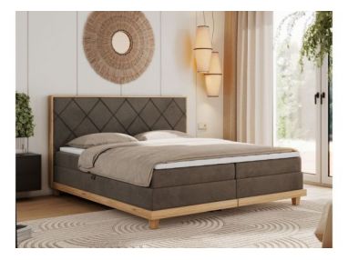 Łóżko kontynentalne CAICOS 140x200 - H3 - brązowy, welwet