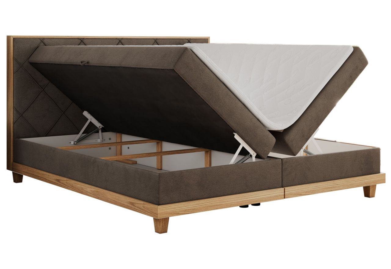 Łóżko kontynentalne CAICOS 160x200 - H4 - brązowy, welwet