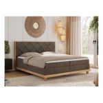 Łóżko kontynentalne CAICOS 180x200 - H4 - brązowy, welwet