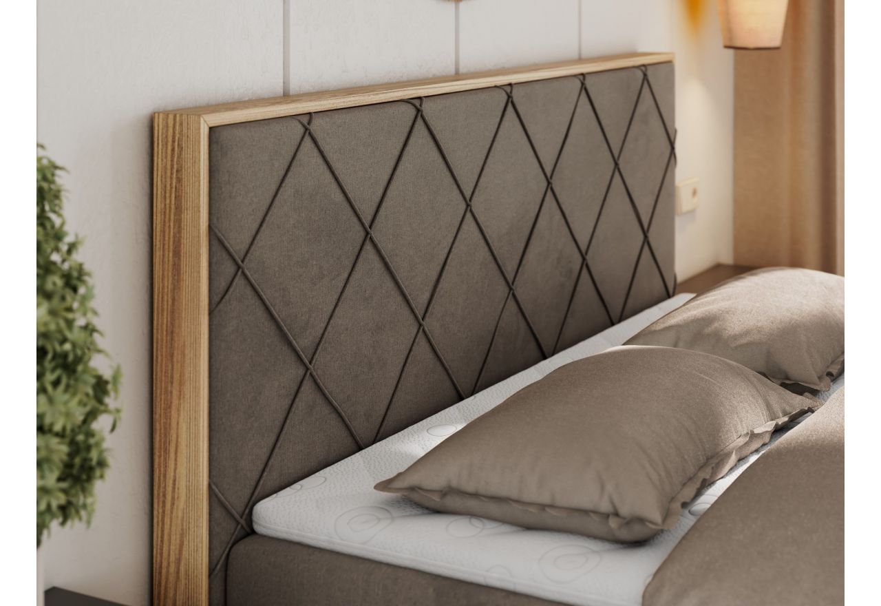 Łóżko kontynentalne CAICOS 180x200 - H4 - brązowy, welwet