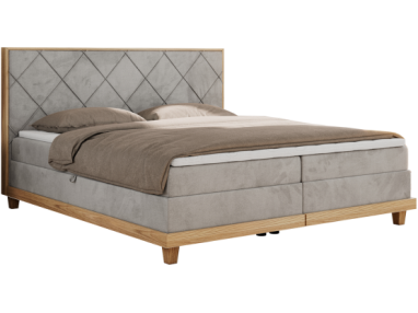 Łóżko kontynentalne CAICOS 140x200 - H3 - jasnoszary, welwet