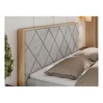 Łóżko kontynentalne CAICOS 140x200 - H3 - jasnoszary, welwet