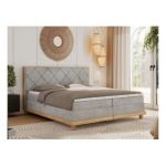 Łóżko kontynentalne CAICOS 180x200 - H3 - jasnoszary, welwet