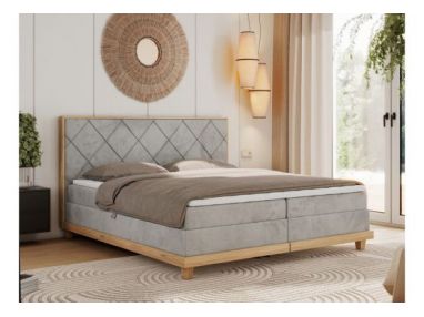 Łóżko kontynentalne CAICOS 140x200 - H4 - jasnoszary, welwet