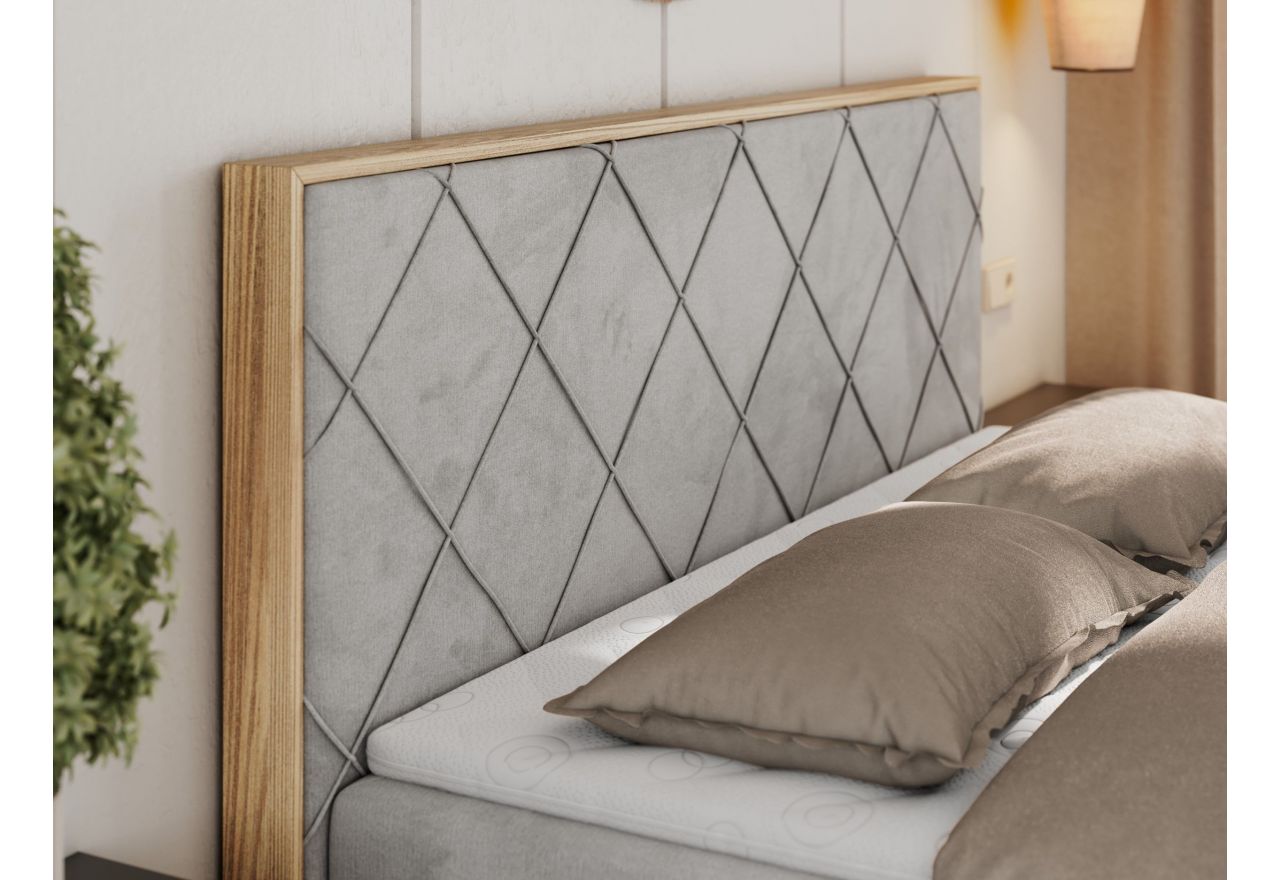 Łóżko kontynentalne CAICOS 180x200 - H4 - jasnoszary, welwet