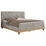 Łóżko kontynentalne CAICOS 180x200 - H4 - jasnoszary, welwet