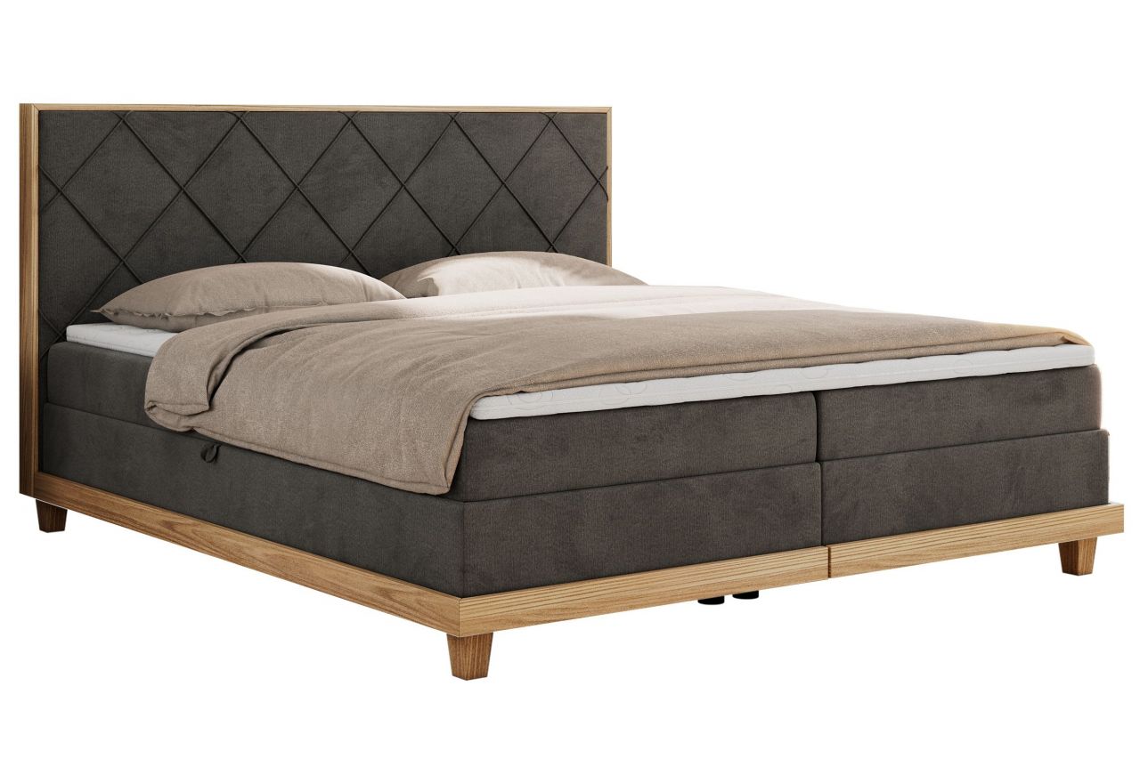 Łóżko kontynentalne CAICOS 160x200 - H3 - ciemnoszary, welwet