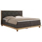 Łóżko kontynentalne CAICOS 140x200 - H4 - ciemnoszary, welwet