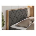 Łóżko kontynentalne CAICOS 160x200 - H4 - ciemnoszary, welwet