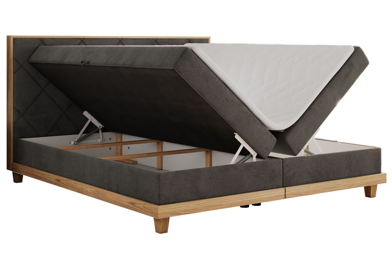 Łóżko kontynentalne CAICOS 160x200 - H4 - ciemnoszary, welwet