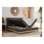 Łóżko kontynentalne CAICOS 180x200 - H4 - ciemnoszary, welwet