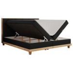 Łóżko kontynentalne CAICOS 140x200 - H3 - czarny, ekoskóra