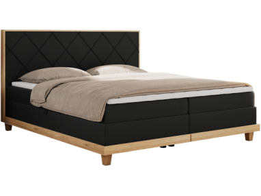 Łóżko kontynentalne CAICOS 180x200 - H3 - czarny, ekoskóra