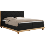 Łóżko kontynentalne CAICOS 140x200 - H4 - czarny, ekoskóra