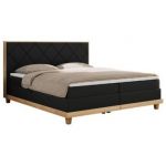 Łóżko kontynentalne CAICOS 140x200 - H4 - czarny, ekoskóra