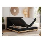 Łóżko kontynentalne CAICOS 180x200 - H4 - czarny, ekoskóra