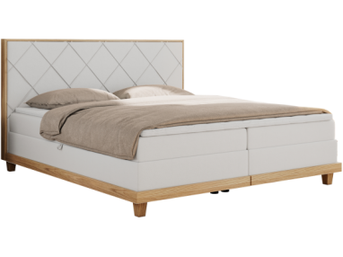 Łóżko kontynentalne CAICOS 160x200 - H3 - biały, ekoskóra